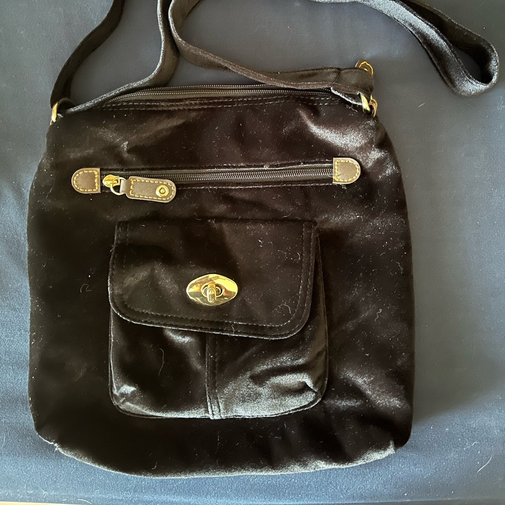 Velvety shoulder bag